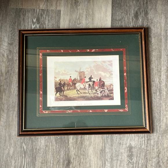 “The Meet” matted over plexiglass framed Vintage print hunting scene W Shayer - Picture 3 of 9